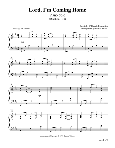 Lord I M Coming Home Piano Solo Sheet Music