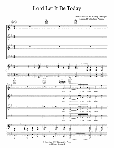 Free Sheet Music Lord Let It Be Today