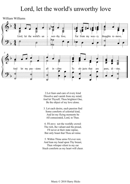 Lord Let The Worlds Unworthy Love A New Tune To A Wonderful William Williams Hymn Sheet Music