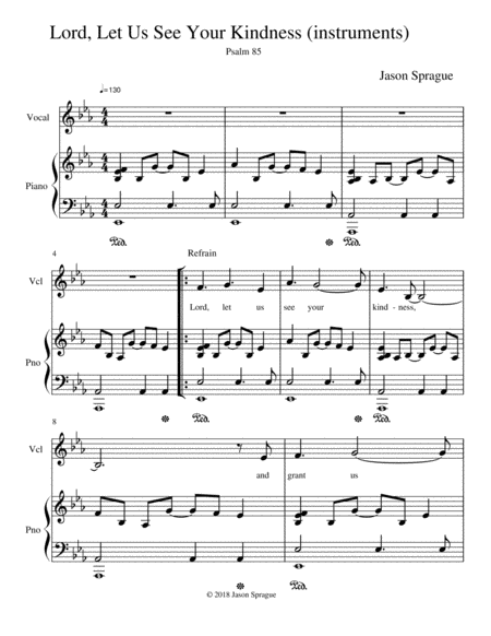 Lord Let Us See Your Kindness Piano Vocal Sheet Music