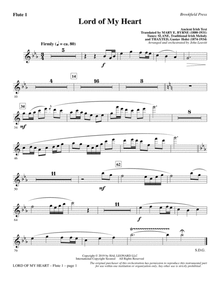 Free Sheet Music Lord Of My Heart Flute 1