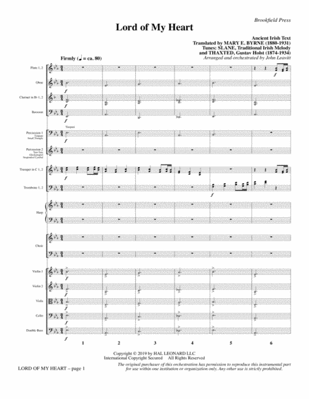 Lord Of My Heart Full Score Sheet Music