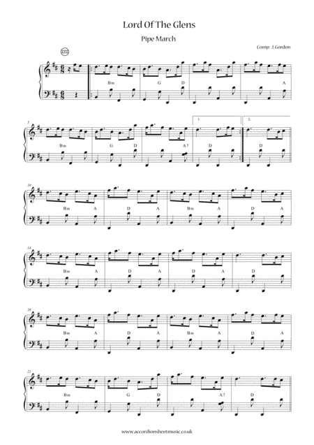 Free Sheet Music Lord Of The Glens