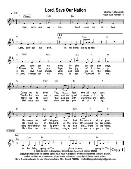 Lord Save Our Nation Worship Team Edition Sheet Music