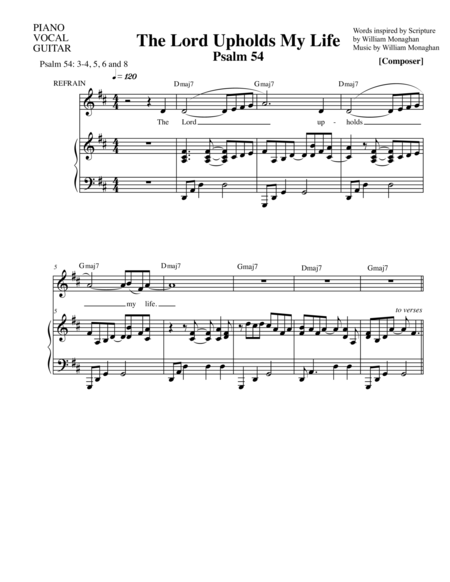 Free Sheet Music Lord Upholds My Life Psalm 54