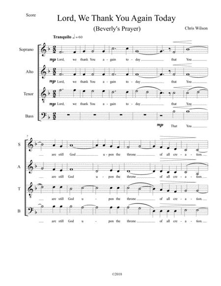 Free Sheet Music Lord We Thank You Again Today Beverly Prayer