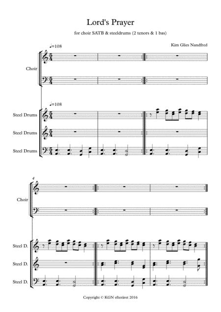 Free Sheet Music Lords Prayer For Mixed Choir Steel Drums