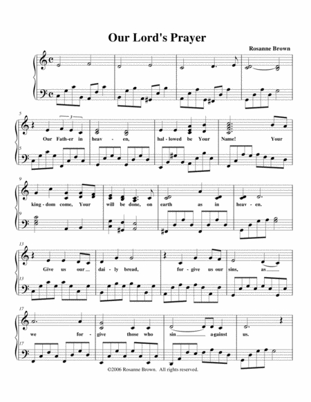 Free Sheet Music Lords Prayer