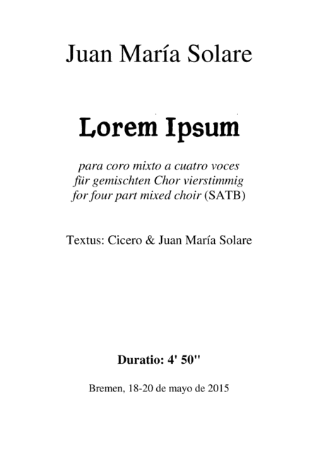 Free Sheet Music Lorem Ipsum Mixed Choir