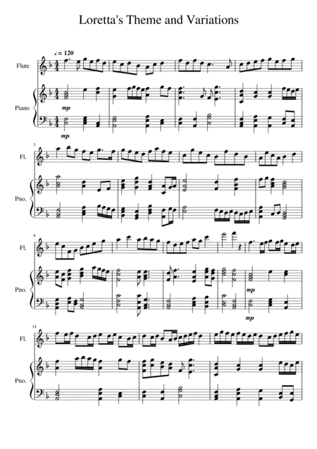 Free Sheet Music Lorettas Theme And Variations