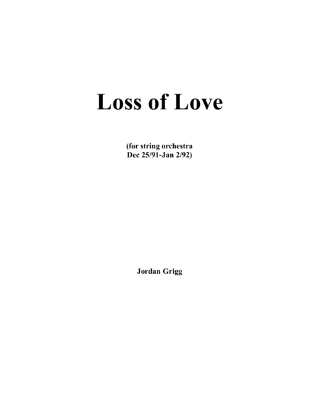 Loss Of Love String Orchestra Sheet Music