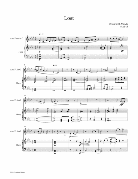 Lost A Duet For Alto Flute And Harp Sheet Music