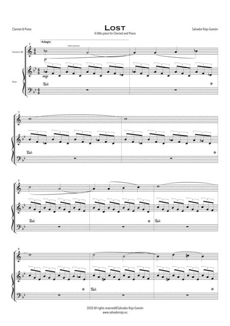 Free Sheet Music Lost For Clarinet In Bb Piano