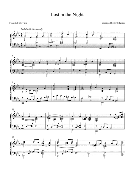 Lost In The Night A Piano Setting For Advent Sheet Music