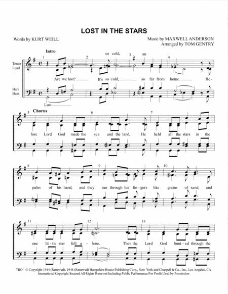 Free Sheet Music Lost In The Stars Satb