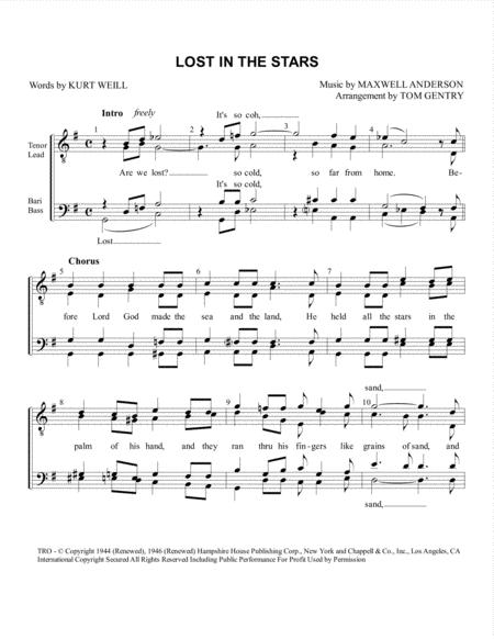 Lost In The Stars Ttbb Sheet Music