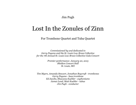 Free Sheet Music Lost In The Zonules Of Zinn For Trombone Quartet And Tuba Quartet