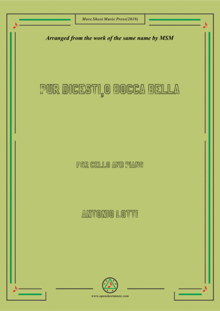 Free Sheet Music Lotti Pur Dicesti O Bocca Bella For Cello And Piano