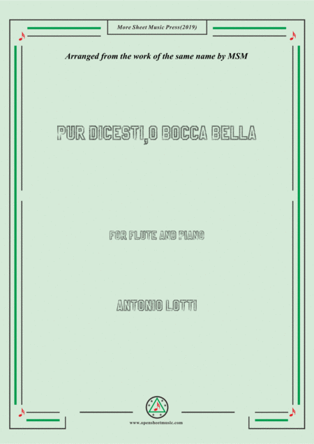 Free Sheet Music Lotti Pur Dicesti O Bocca Bella For Flute And Piano