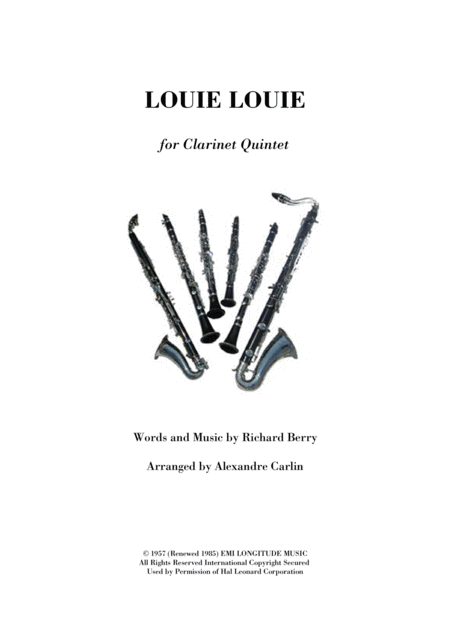 Louie Louie Clarinet Quintet Or Ensemble Sheet Music