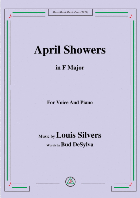 Louis Silvers April Showers In F Major For Voice Piano Sheet Music