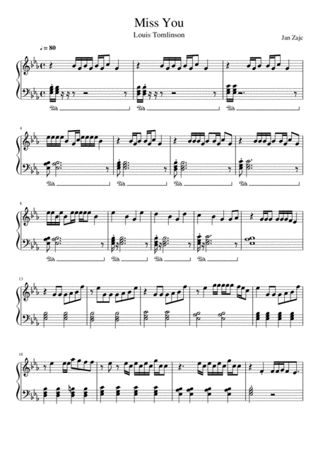 Louis Tomlinson Miss You Sheet Music