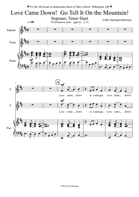 Love Came Down Go Tell It On The Mountain Soprano Tenor Duet Sheet Music