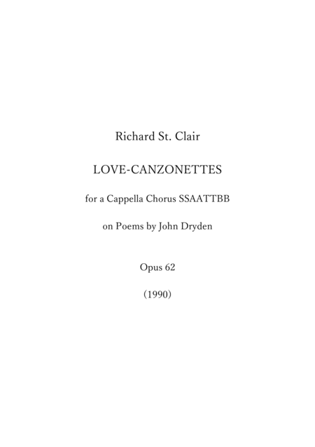 Love Canzonettes 10 Strophic Works For Satb A Capella Choir On Bucolic Poems Of John Dryden Sheet Music