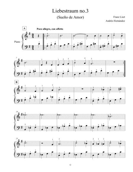 Love Dream Liebestram Easy Piano Sheet Music