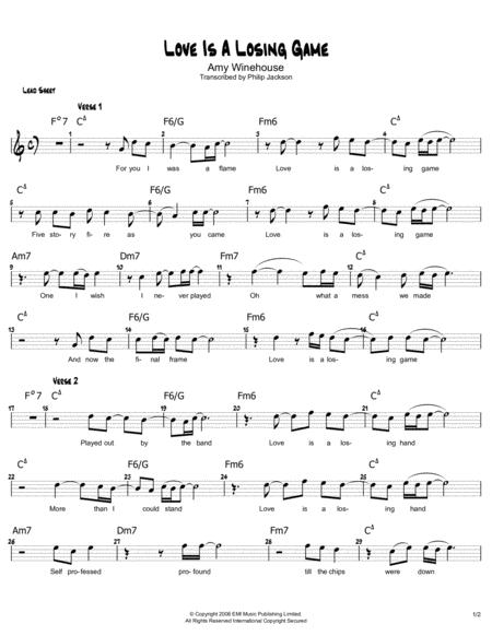 Free Sheet Music Love Is A Losing Game Lead Sheet