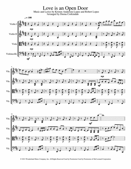 Free Sheet Music Love Is An Open Door Frozen