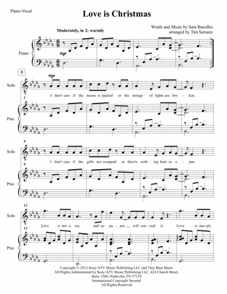 Free Sheet Music Love Is Christmas