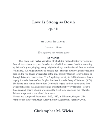 Free Sheet Music Love Is Strong As Death An Opera