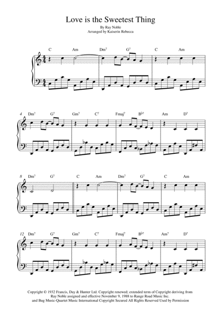 Free Sheet Music Love Is The Sweetest Thing