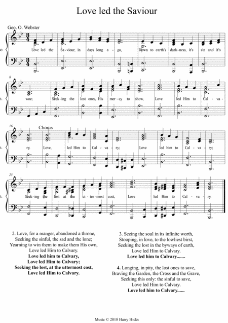 Love Led The Saviour A New Tune To This Wonderful Old Hymn Sheet Music