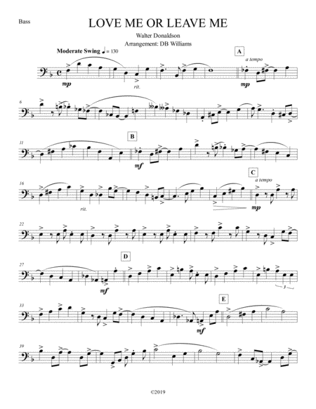 Love Me Or Leave Me Bass Sheet Music