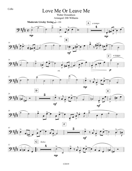 Love Me Or Leave Me Cello Sheet Music