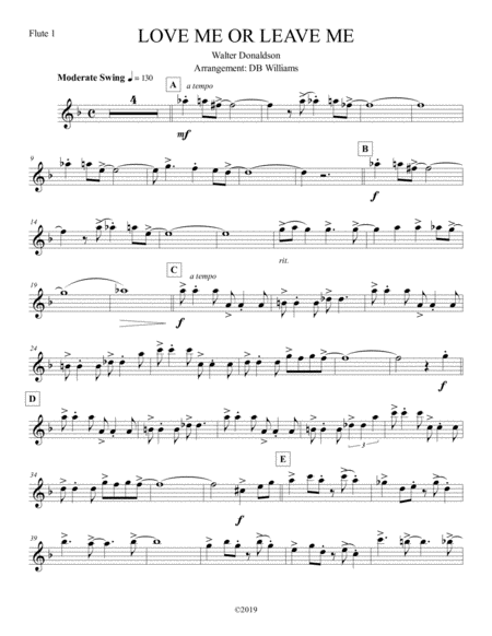 Free Sheet Music Love Me Or Leave Me Flute 1