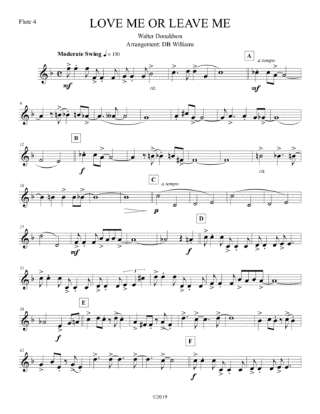 Free Sheet Music Love Me Or Leave Me Flute 4