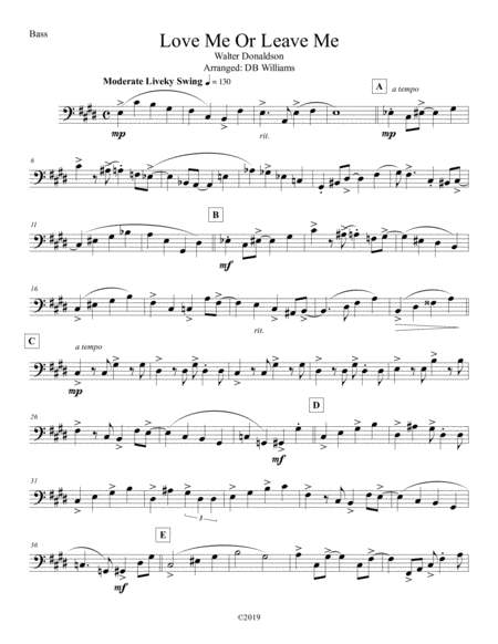Free Sheet Music Love Me Or Leave Me Strings Bass