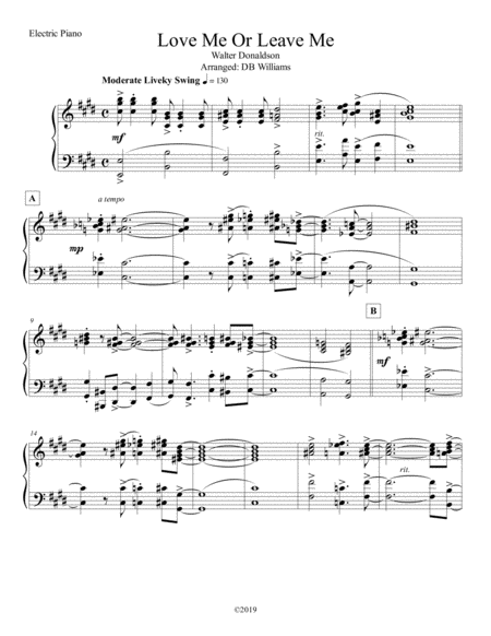 Love Me Or Leave Me Strings Electric Piano Sheet Music