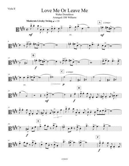 Free Sheet Music Love Me Or Leave Me Viola 2