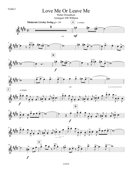 Free Sheet Music Love Me Or Leave Me Violin 1