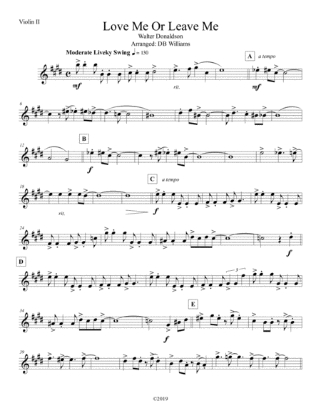 Love Me Or Leave Me Violin 2 Sheet Music