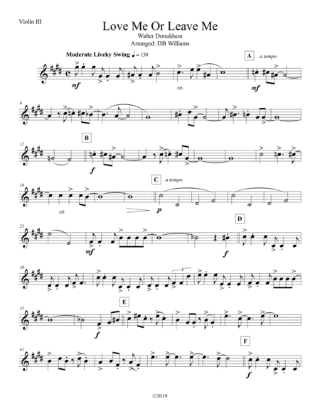 Love Me Or Leave Me Violin 3 Sheet Music