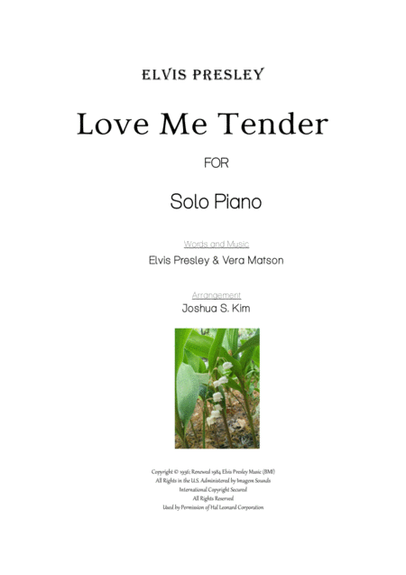 Love Me Tender For Solo Piano Easy Piano Sheet Music