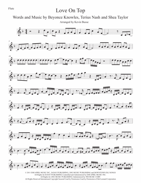 Love On Top Flute Sheet Music