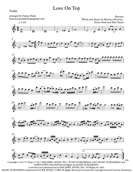 Love On Top String Trio Violin Viola And Cello Sheet Music