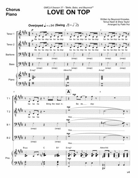 Love On Top Ttbb Piano Sheet Music