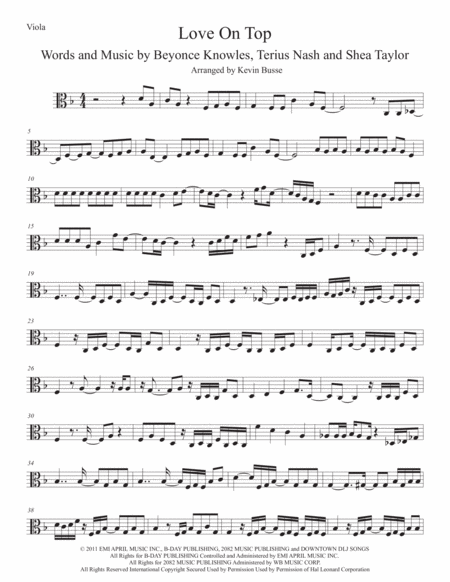 Love On Top Viola Sheet Music